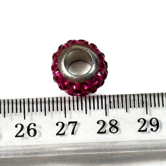 Sparkly Red Rhinestone Large Hole Charm Bead For Bracelets & Jewelry Making - Picture 5 of 7